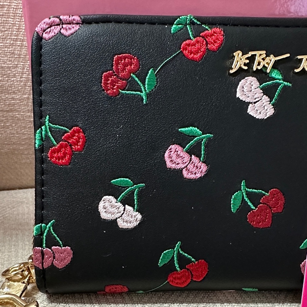Betsey Johnson Black Wallet with Cherry Embroidery - Picture 3 of 6